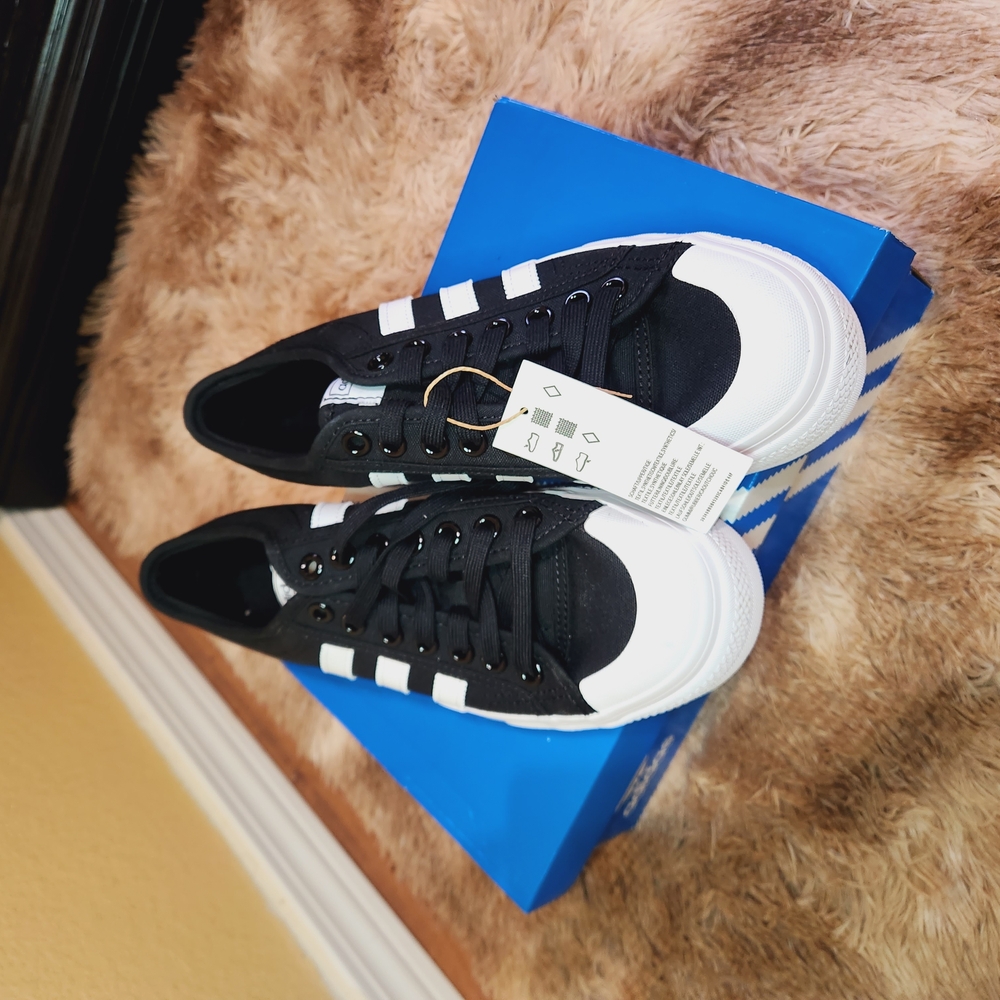 Adidas Gazelle Black and White Platform Sneakers